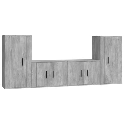 vidaXL 4 Piece TV Cabinet Set Concrete Grey Engineered Wood