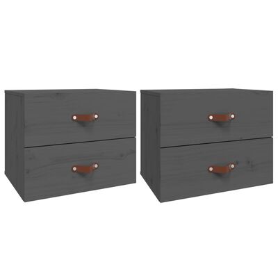 vidaXL Wall-mounted Bedside Cabinets 2 pcs Grey 50x36x40 cm