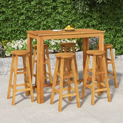 vidaXL 7 Piece Garden Bar Set Solid Wood Acacia