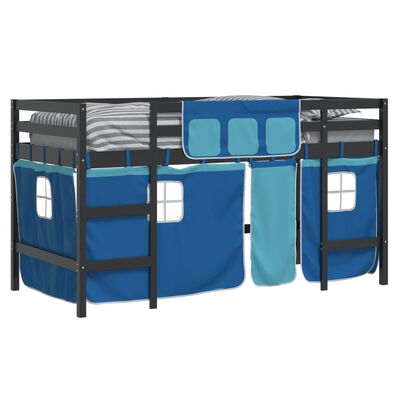 vidaXL Kids' Loft Bed with Curtains without Mattress Blue 80x200 cm