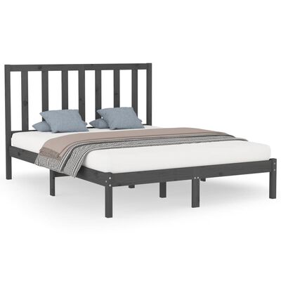 vidaXL Bed Frame without Mattress Grey 150x200 cm King Size Solid Wood