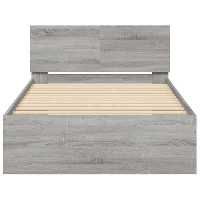 vidaXL Bed Frame without Mattress with LED Lights Grey Sonoma 100x200 cm