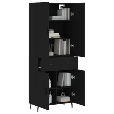 vidaXL Highboard Black 69.5x34x180 cm Engineered Wood