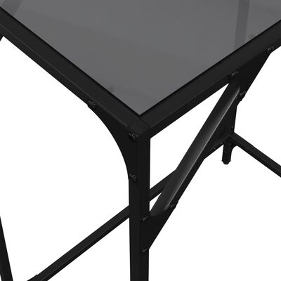 vidaXL Console Table with Black Glass Top 60x35x81 cm Steel