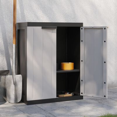 vidaXL Outdoor Storage Cabinet Grey and Black 65x37x85 cm PP