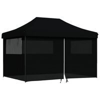 vidaXL Foldable Party Tent Pop-Up with 4 Sidewalls Black