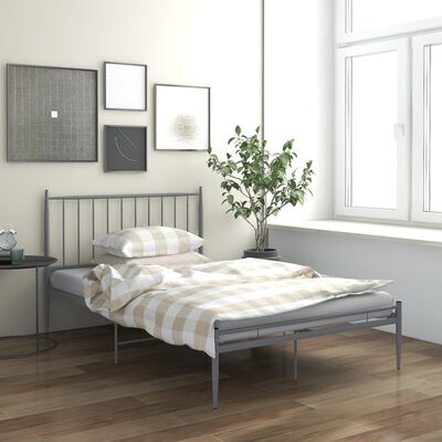 vidaXL Bed Frame without Mattress Grey Metal 120x200 cm