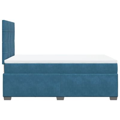 vidaXL Box Spring Bed with Mattress Blue 120x190 cm Small Double Velvet