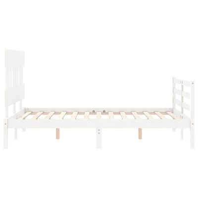 vidaXL Bed Frame without Mattress White Double Solid Wood