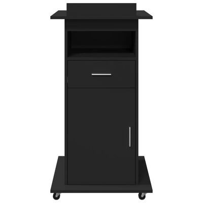 vidaXL Lectern with Wheels & Drawer Black 55x55x107 cm Engineered Wood