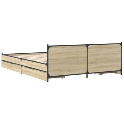 vidaXL Bed Frame with Drawers without Mattress Sonoma Oak 160x200 cm