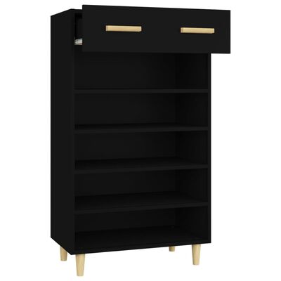 vidaXL Shoe Cabinet Black 60x35x105 cm Engineered Wood