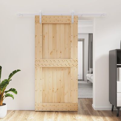 vidaXL Sliding Door with Hardware Set 95x210 cm Solid Wood Pine