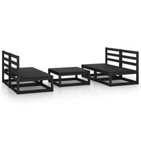 vidaXL 5 Piece Garden Lounge Set Black Solid Pinewood