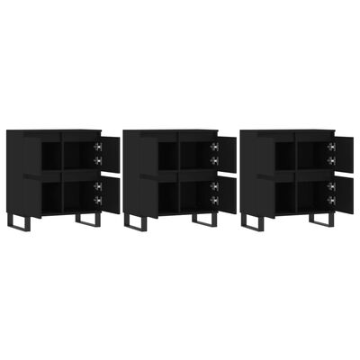 vidaXL Sideboards 3 pcs Black Engineered Wood