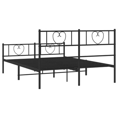 vidaXL Metal Bed Frame without Mattress with Footboard Black 120x200 cm