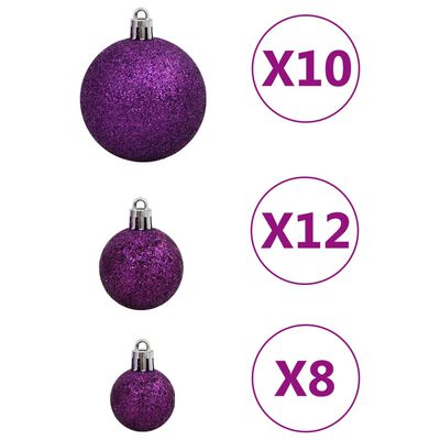 vidaXL 111 Piece Christmas Bauble Set Purple Polystyrene