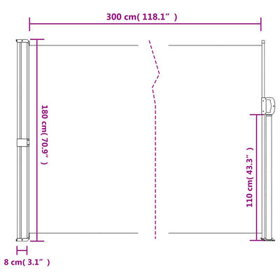 vidaXL Retractable Side Awning Beige 180x300 cm