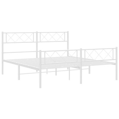 vidaXL Metal Bed Frame without Mattress with Footboard White 135x190 cm Double