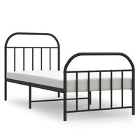 vidaXL Metal Bed Frame without Mattress with Footboard Black 80x200 cm