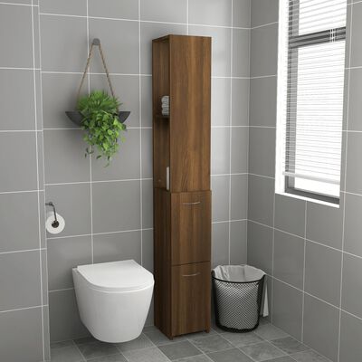 vidaXL Bathroom Cabinet Brown Oak 25x26.5x170 cm Engineered Wood