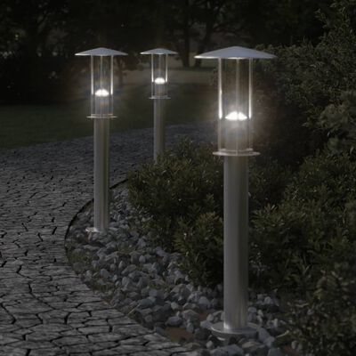 vidaXL Outdoor Floor Lamps 3pcs Silver 60 cm Stainless Steel