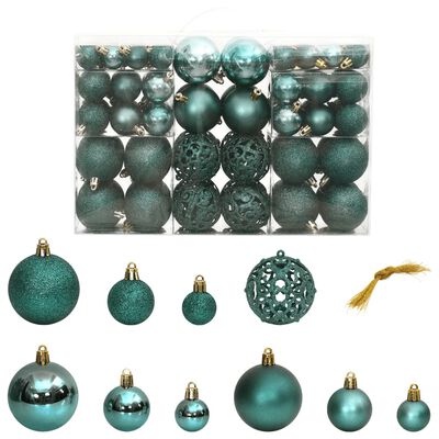 vidaXL Christmas Baubles 100 pcs Green 3 / 4 / 6 cm