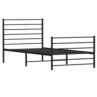 vidaXL Metal Bed Frame without Mattress with Footboard Black 90x200 cm