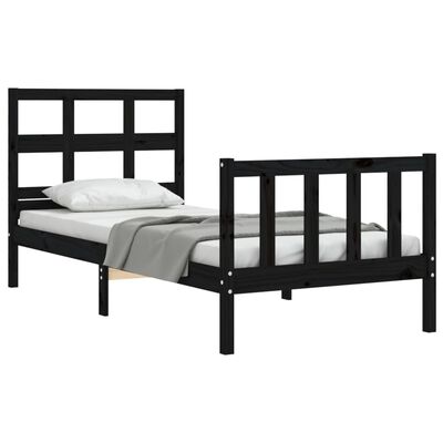 vidaXL Bed Frame without Mattress Black 90x200 cm Solid Wood Pine