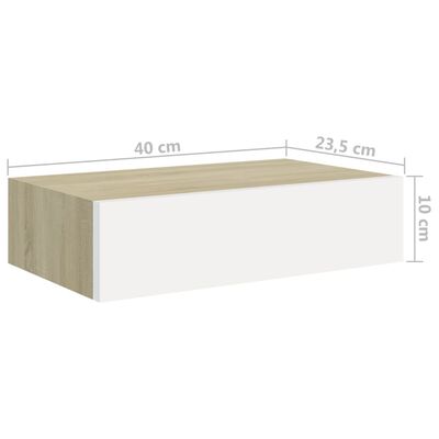 vidaXL Wall Drawer Shelves 2 pcs Oak and White 40x23.5x10cm MDF