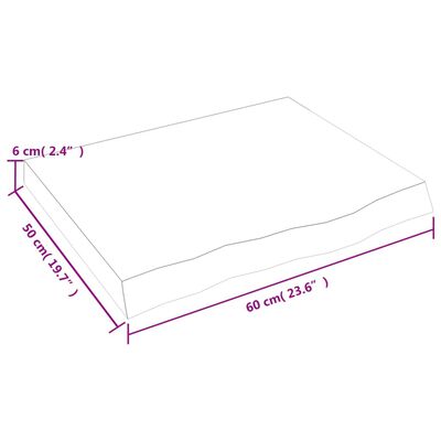 vidaXL Table Top 60x50x(2-6) cm Untreated Solid Wood Oak