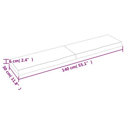 vidaXL Bathroom Countertop 140x30x(2-6) cm Untreated Solid Wood