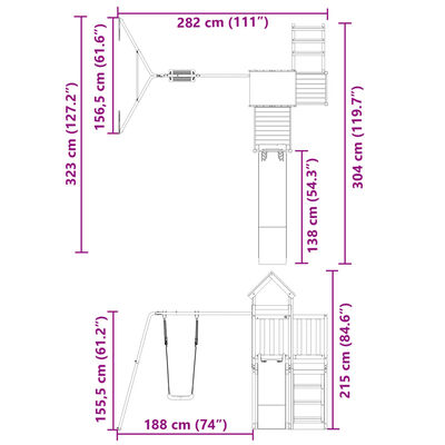 vidaXL Outdoor Playset Impregnated Wood Pine