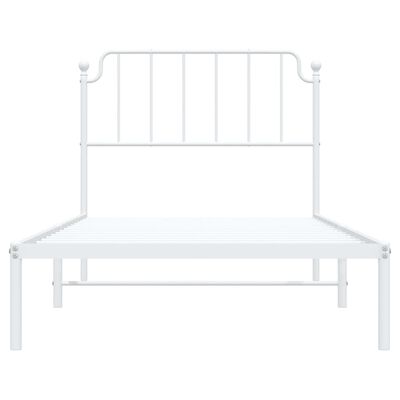 vidaXL Metal Bed Frame without Mattress with Headboard White 100x200 cm