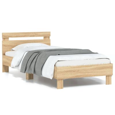 vidaXL Bed Frame without Mattress with LED Lights Sonoma Oak 90x200 cm