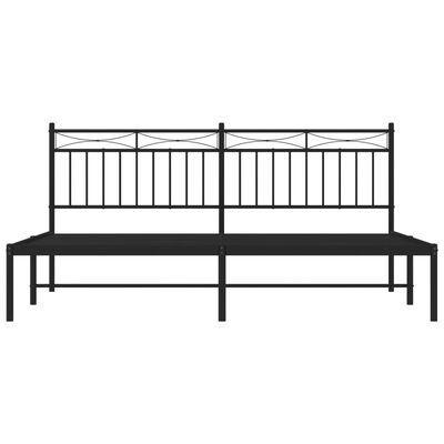 vidaXL Metal Bed Frame without Mattress with Headboard Black 183x213 cm