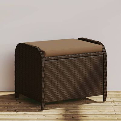 vidaXL Garden Stool with Cushion Brown 58x46x46 cm Poly Rattan