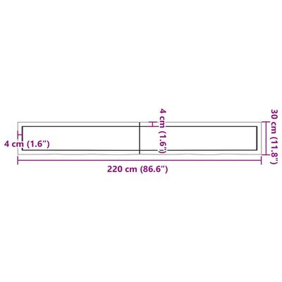 vidaXL Bathroom Countertop Light Brown 220x30x(2-6)cm Treated Solid Wood