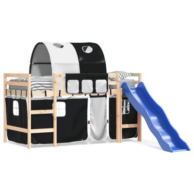 vidaXL Kids' Loft Bed with Tunnel without Mattress White&Black 90x200 cm