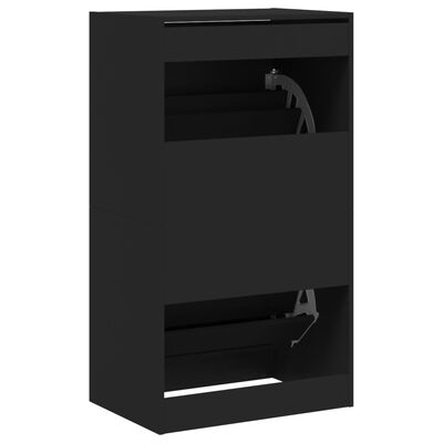 vidaXL Shoe Cabinet with 2 Flip-Drawers Black 60x42x108 cm