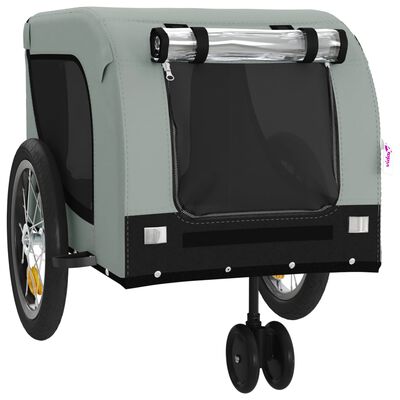 vidaXL Pet Bike Trailer Grey and Black Oxford Fabric and Iron