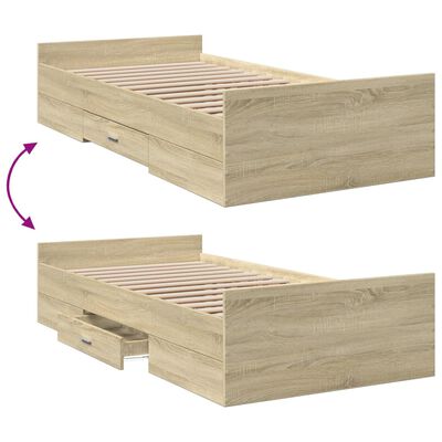 vidaXL Bed Frame with Drawers without Mattress Sonoma Oak 90x190 cm Single