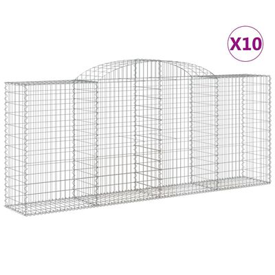 vidaXL Arched Gabion Baskets 10 pcs 300x50x120/140 cm Galvanised Iron