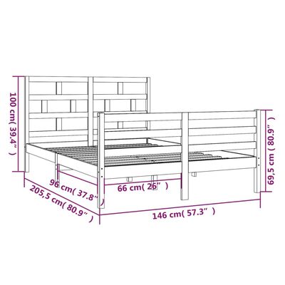 vidaXL Bed Frame without Mattress Solid Wood 140x200 cm (810430+814194)