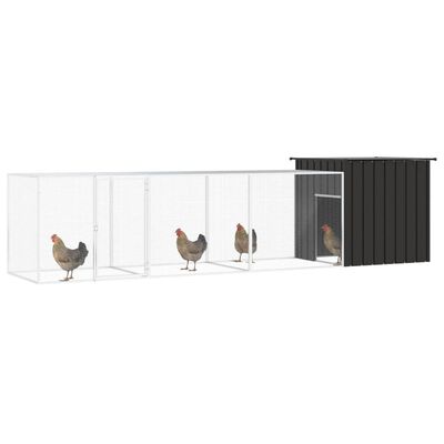 vidaXL Chicken Cage Anthracite 400x91x100 cm Galvanised Steel