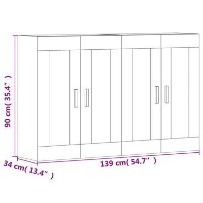 vidaXL Wall Mounted Cabinets 2 pcs Concrete Grey Engineered Wood