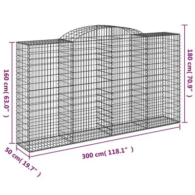 vidaXL Arched Gabion Baskets 20 pcs 300x50x160/180 cm Galvanised Iron