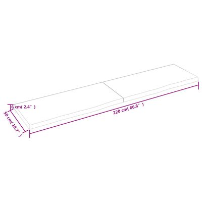 vidaXL Bathroom Countertop 220x50x(2-6) cm Untreated Solid Wood