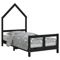 vidaXL Kids Bed Frame Black 80x160 cm Solid Wood Pine