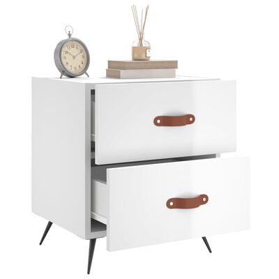 vidaXL Bedside Cabinet High Gloss White 40x35x47.5 cm Engineered Wood